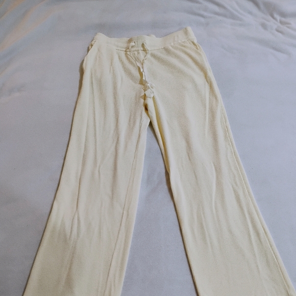 Soft Surroundings Other - Soft Surroundings Cream Ribbed Wide-Leg Lounge Pants with Drawstring